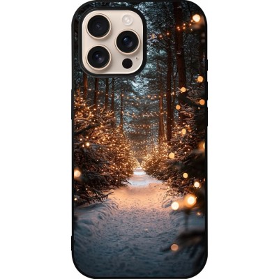 Coque iPhone 16 Pro Max - Silicone rigide noir Winter 25 Winter snowy road