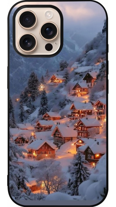 iPhone 16 Pro Max Case Hülle - Silikon schwarz Winter 25 Winter snowy village