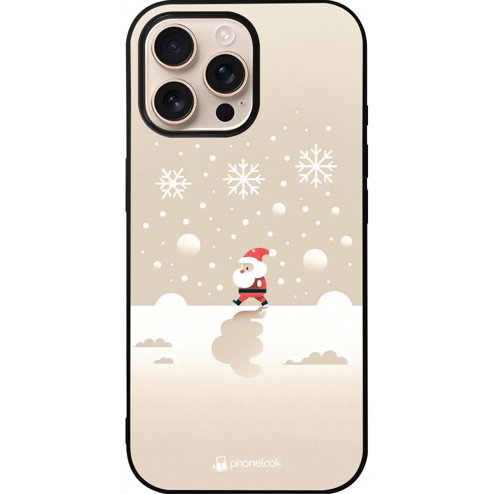 Coque iPhone 16 Pro Max - Silicone rigide noir Noël 2023 Minimalist Santa