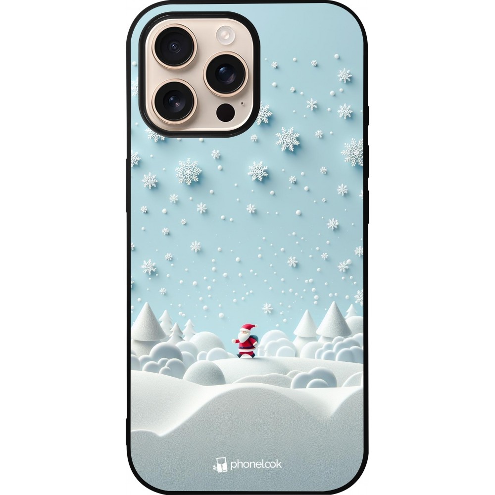 Coque iPhone 16 Pro Max - Silicone rigide noir Noël 2023 Petit Père Flocon