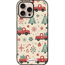 Coque iPhone 16 Pro Max - Silicone rigide noir Noël 2024 Camion Sapin
