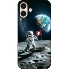 Coque iPhone 16 Plus - Astro Suisse sur lune