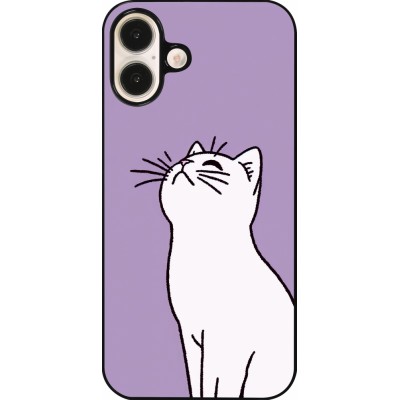Coque iPhone 16 Plus - Chat sur fond violet