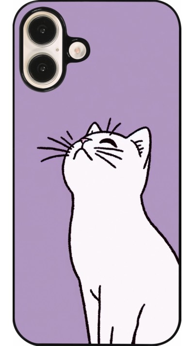 Coque iPhone 16 Plus - Chat sur fond violet