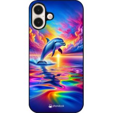 iPhone 16 Plus Case Hülle - Glücklicher Regenbogen-Delfin