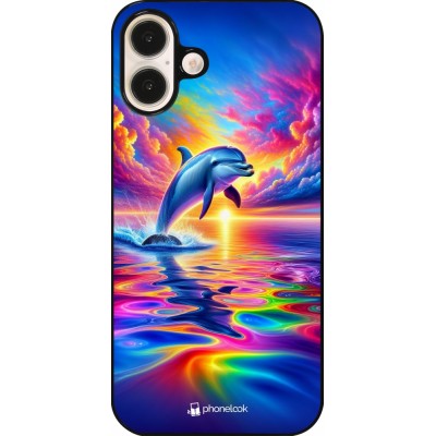 iPhone 16 Plus Case Hülle - Glücklicher Regenbogen-Delfin