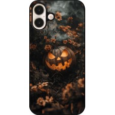 Coque iPhone 16 Plus - Halloween 2025 Pumpkin with flowers