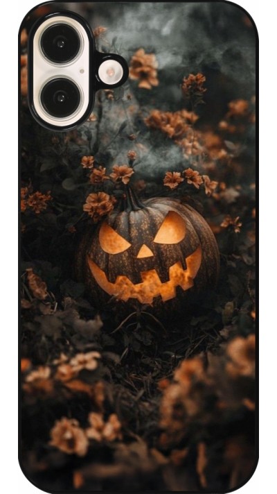 Coque iPhone 16 Plus - Halloween 2025 Pumpkin with flowers