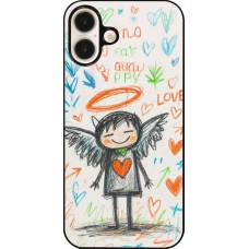 Coque iPhone 16 Plus - Little Angel Sketch Love
