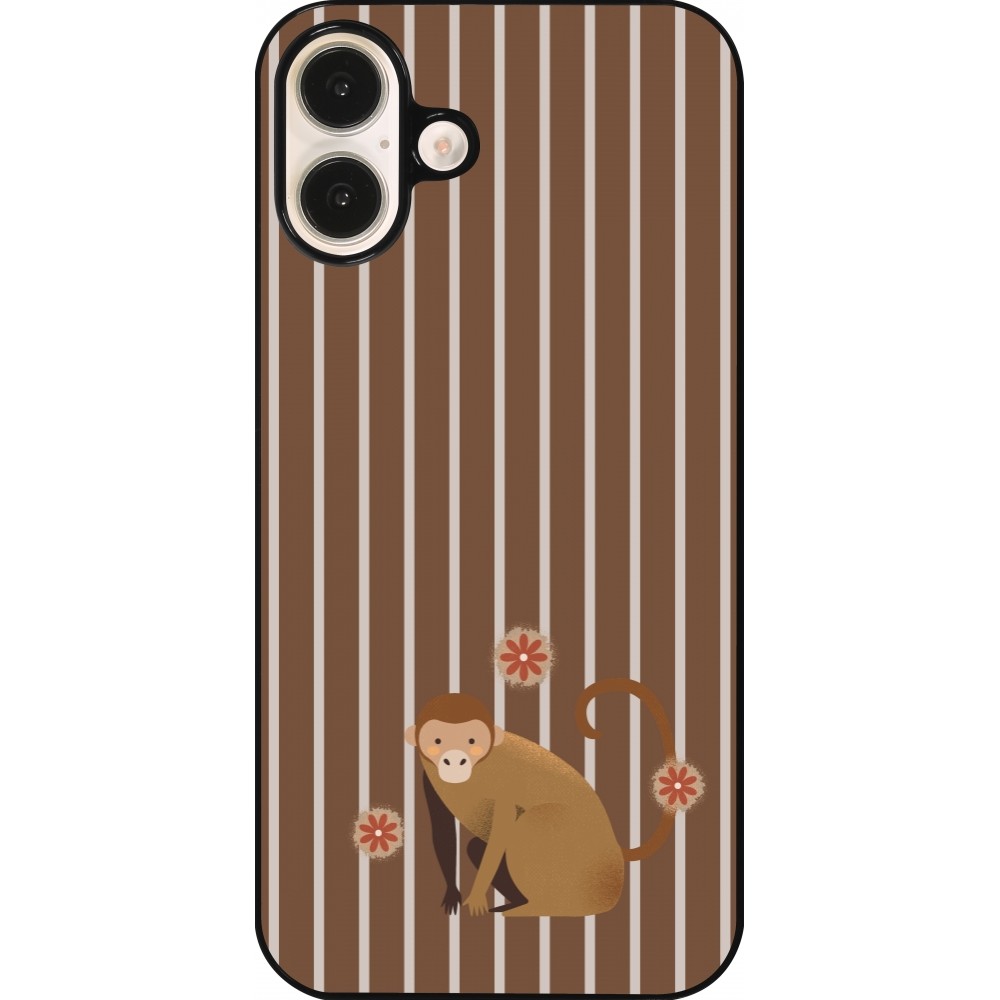 iPhone 16 Plus Case Hülle - Monkey with stripes