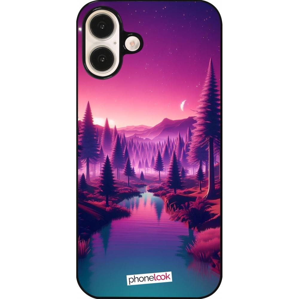 iPhone 16 Plus Case Hülle - Lila-rosa Landschaft