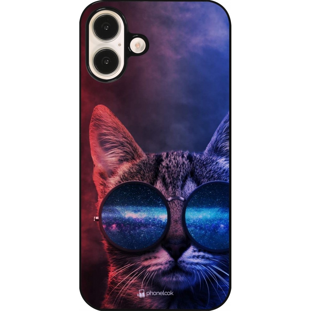 iPhone 16 Plus Case Hülle - Red Blue Cat Glasses