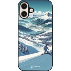 Coque iPhone 16 Plus - Snowboarder Montagne
