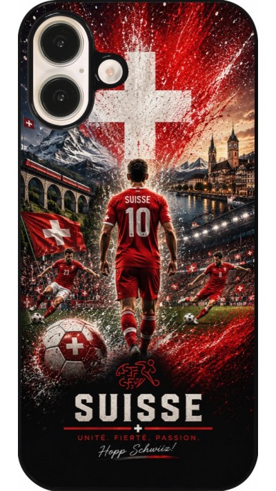 iPhone 16 Plus Case Hülle - Fussball Suisse splash 2026