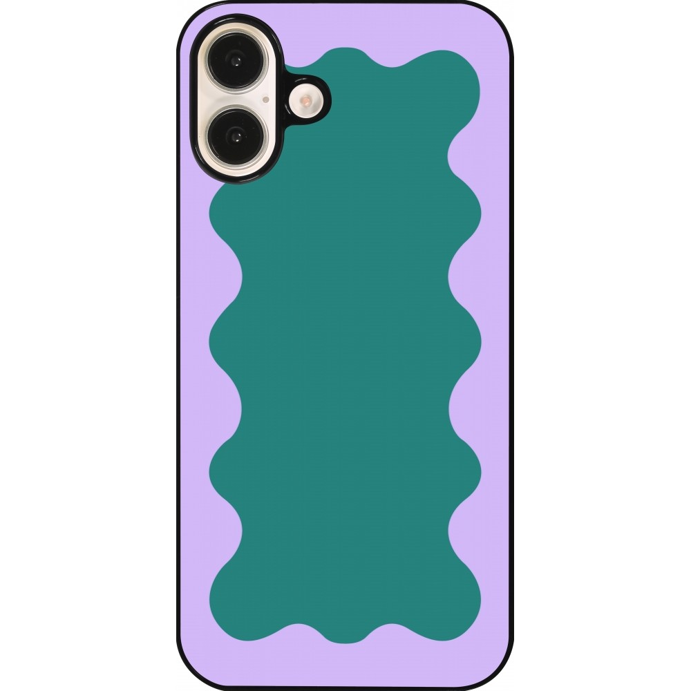 iPhone 16 Plus Case Hülle - Wavy Rectangle Green Purple
