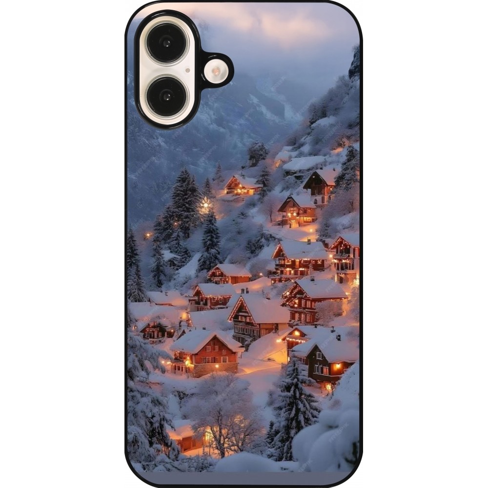 Coque iPhone 16 Plus - Winter 25 Winter snowy village