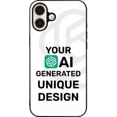 Coque iPhone 16 Plus - Silicone rigide noir 100% unique générée par intelligence artificielle (AI) avec vos idées
