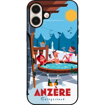 iPhone 16 Plus Case Hülle - Silikon schwarz Anzère Mountain Jacuzzi