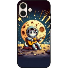 iPhone 16 Plus Case Hülle - Silikon schwarz AstroKatze RockMond