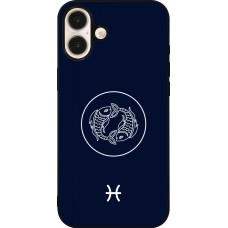 Coque iPhone 16 Plus - Silicone rigide noir Astrologie Poissons