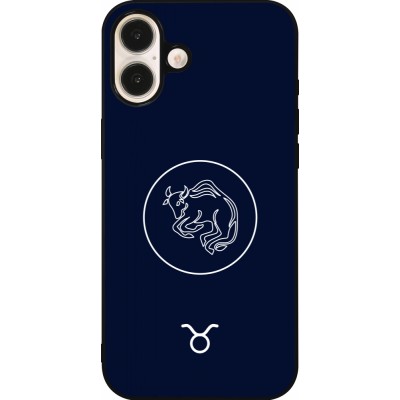 Coque iPhone 16 Plus - Silicone rigide noir Astrologie Taureau
