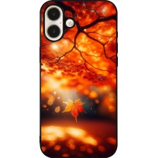 iPhone 16 Plus Case Hülle - Silikon schwarz Herbst Magisch Orange