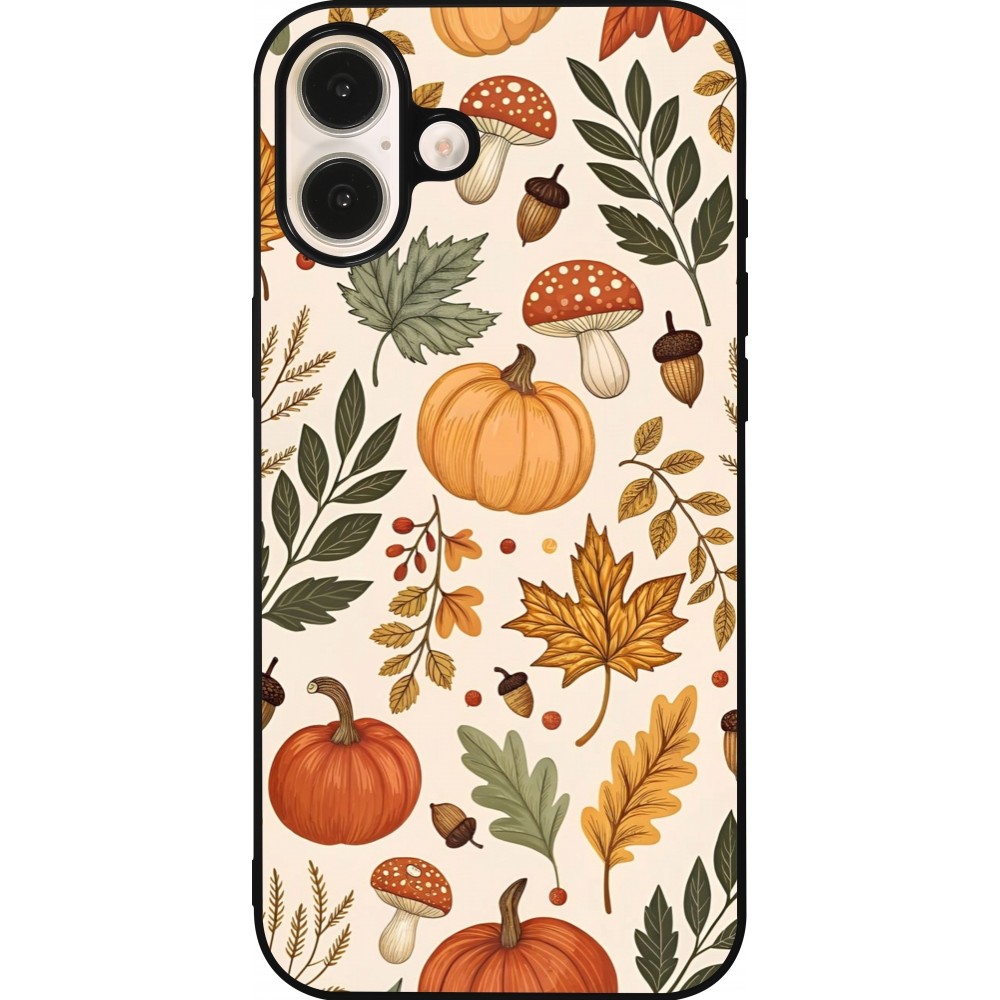 Coque iPhone 16 Plus - Silicone rigide noir Autumn 25 Autumn pattern