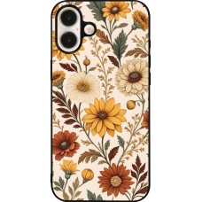 Coque iPhone 16 Plus - Silicone rigide noir Autumn 25 Flower pattern