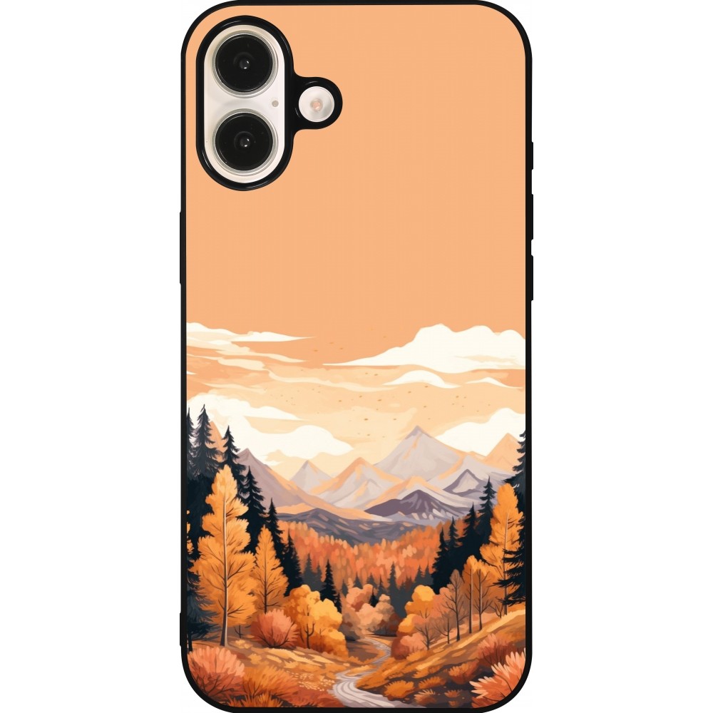 Coque iPhone 16 Plus - Silicone rigide noir Autumn 25 Mountains