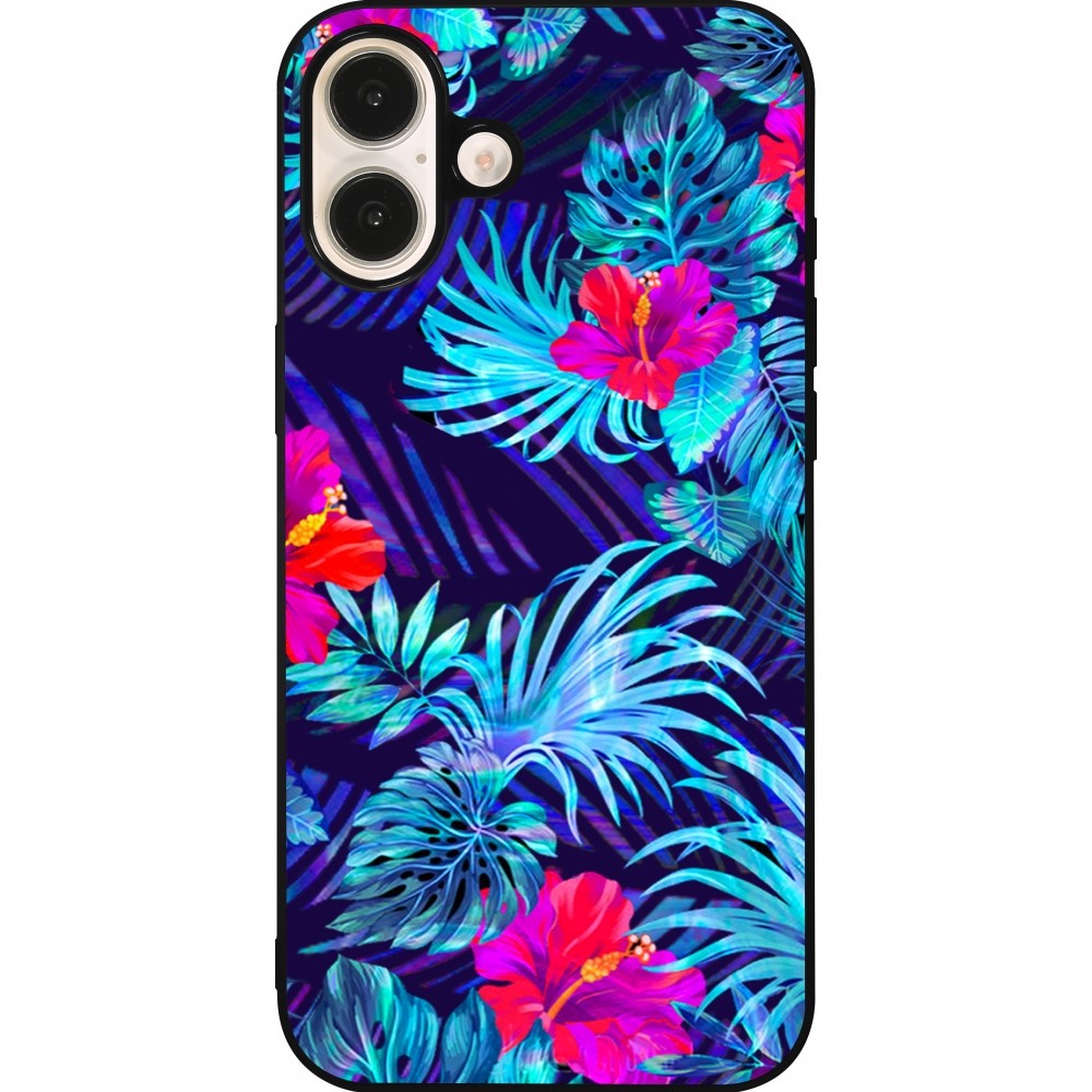 Coque iPhone 16 Plus - Silicone rigide noir Blue Forest