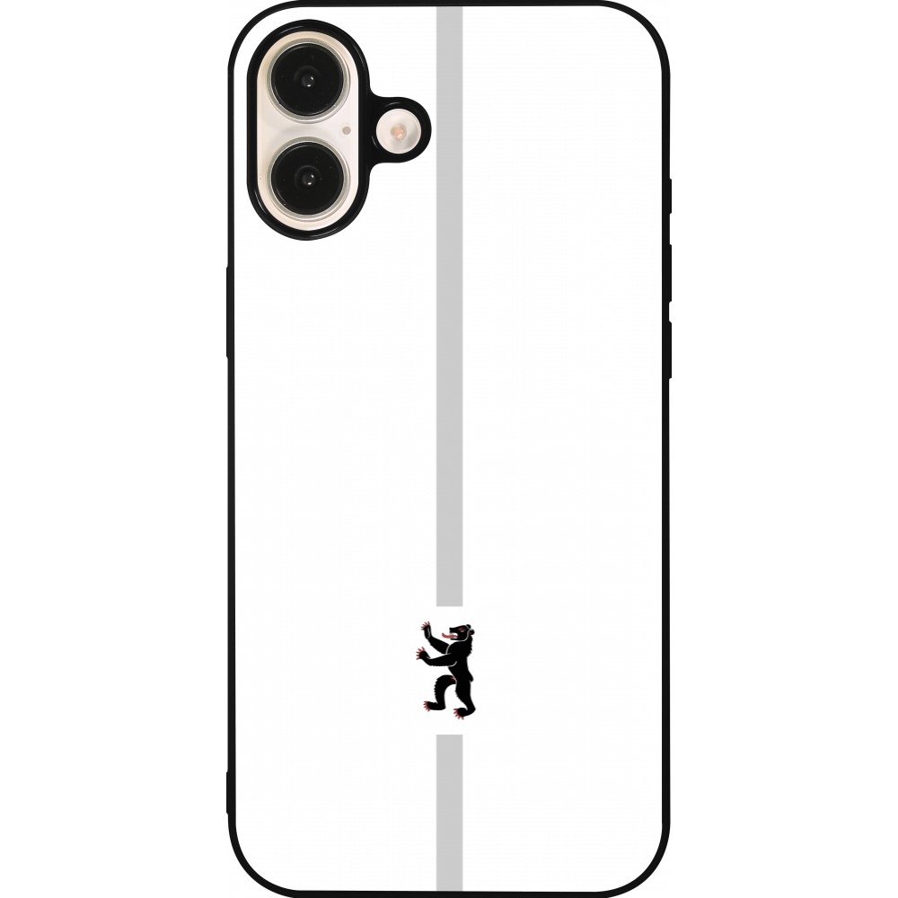 Coque iPhone 16 Plus - Silicone rigide noir Canton AI blanc