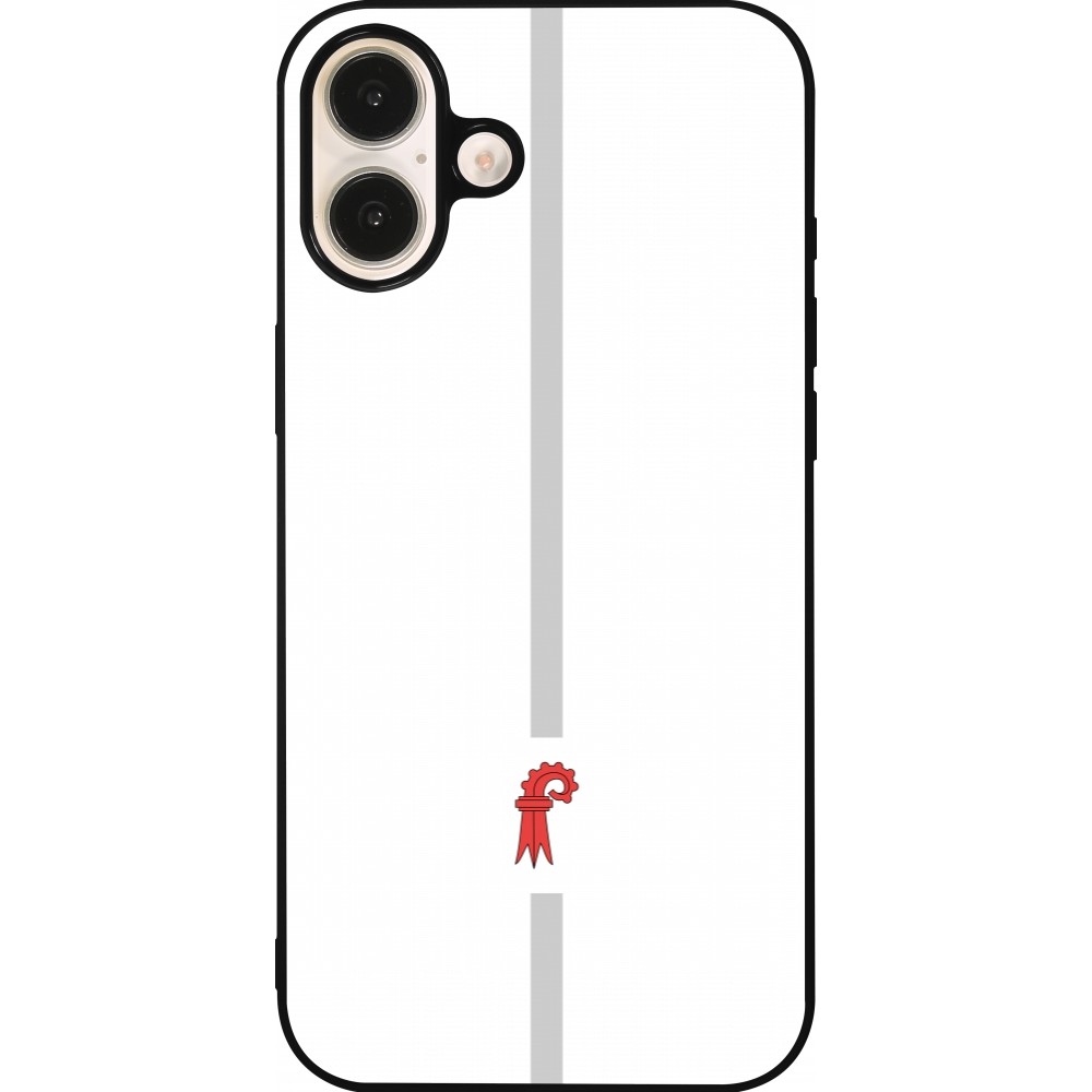 Coque iPhone 16 Plus - Silicone rigide noir Canton BL blanc