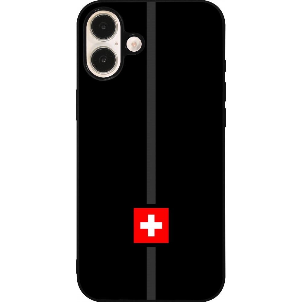 Coque iPhone 16 Plus - Silicone rigide noir Canton CH noir