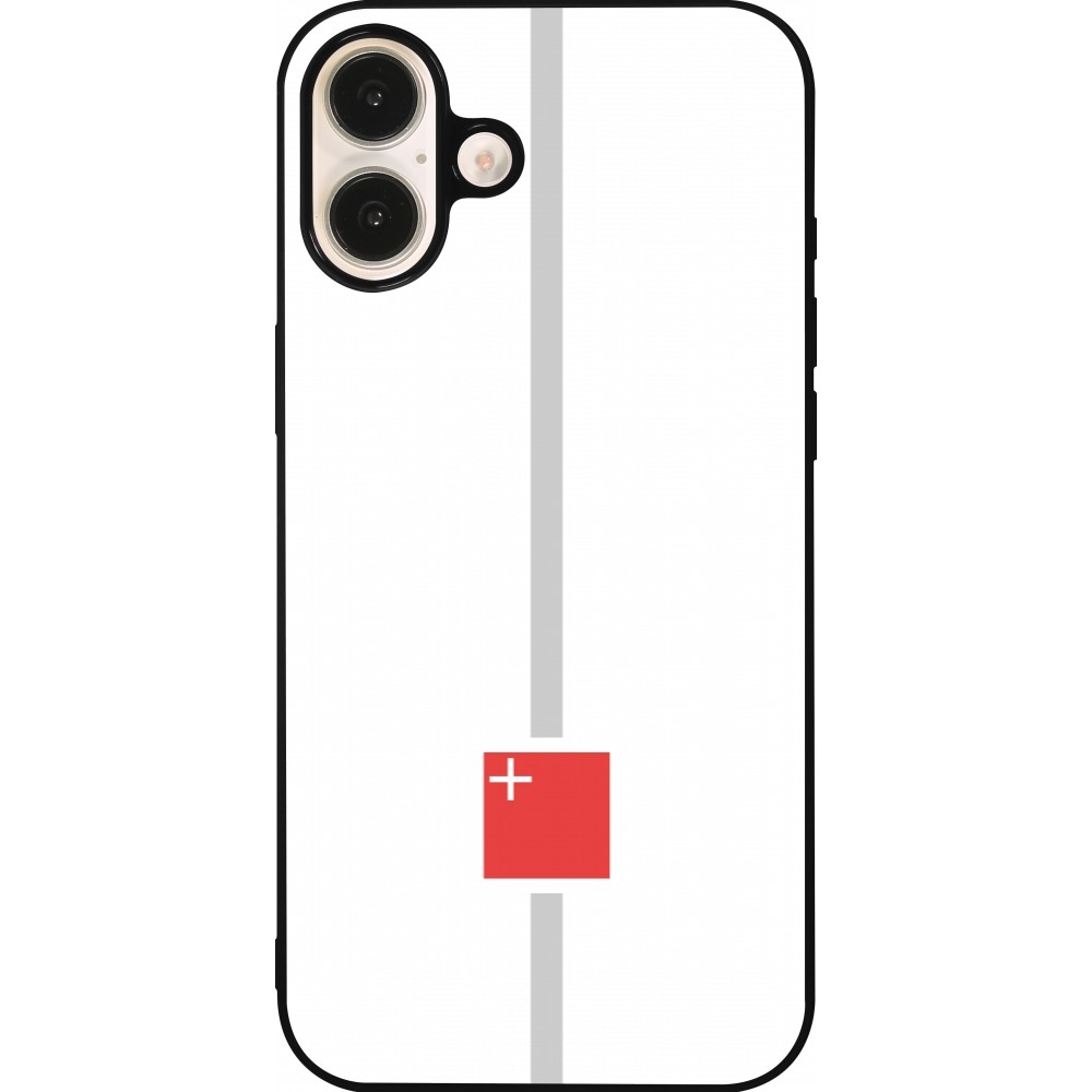 iPhone 16 Plus Case Hülle - Silikon schwarz Kanton SZ weiss