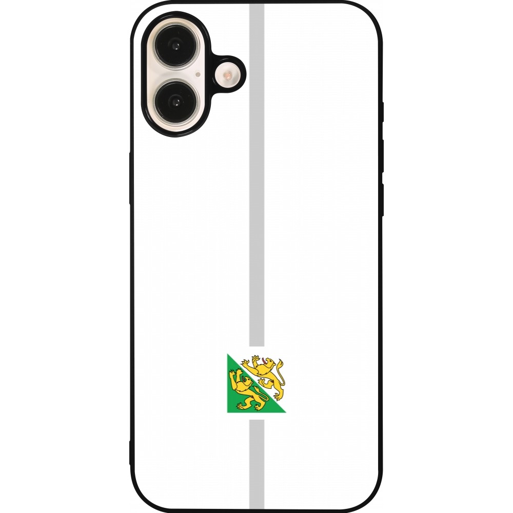 Coque iPhone 16 Plus - Silicone rigide noir Canton TG blanc
