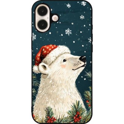 Coque iPhone 16 Plus - Silicone rigide noir Christmas 25 Bear