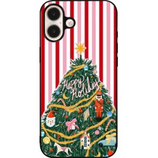 Coque iPhone 16 Plus - Silicone rigide noir Christmas 25 Happy Holiday
