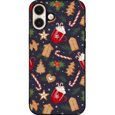 iPhone 16 Plus Case Hülle - Silikon schwarz Christmas 25 Pattern Gingerbread House