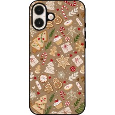 Coque iPhone 16 Plus - Silicone rigide noir Christmas 25 Pattern Ginger Cookie