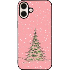 Coque iPhone 16 Plus - Silicone rigide noir Christmas 25 Pink Tree