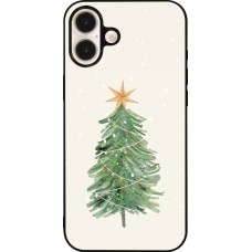 Coque iPhone 16 Plus - Silicone rigide noir Christmas 25 Sketch Tree