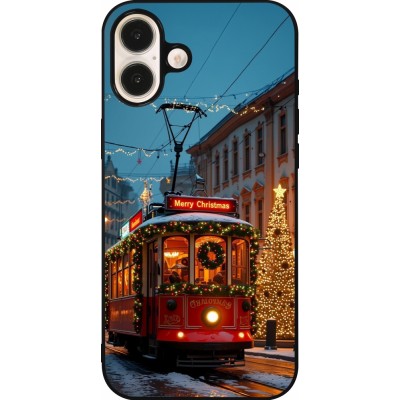 Coque iPhone 16 Plus - Silicone rigide noir Christmas 25 Xmas Train
