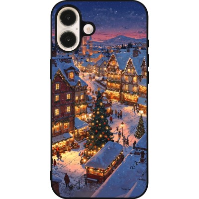 Coque iPhone 16 Plus - Silicone rigide noir Christmas 25 Xmas Village
