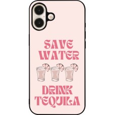 iPhone 16 Plus Case Hülle - Silikon schwarz Cocktail Save Water Drink Tequila