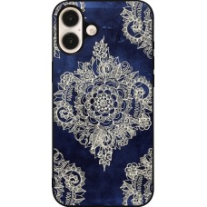 Coque iPhone 16 Plus - Silicone rigide noir Cream Flower Moroccan
