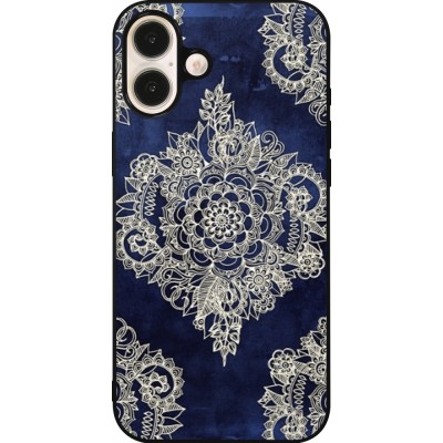 iPhone 16 Plus Case Hülle - Silikon schwarz Cream Flower Moroccan