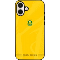 Coque iPhone 16 Plus - Silicone rigide noir Maillot de football Afrique du Sud 2026 personnalisable