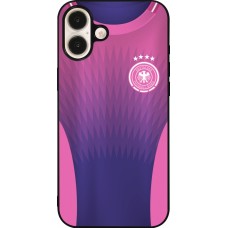 Coque iPhone 16 Plus - Silicone rigide noir Maillot de football Allemagne Extérieur personnalisable