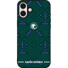 Coque iPhone 16 Plus - Silicone rigide noir Maillot de football Arabie saoudite 2026 personnalisable