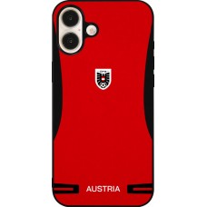 Coque iPhone 16 Plus - Silicone rigide noir Maillot de football Autriche 2026 personnalisable